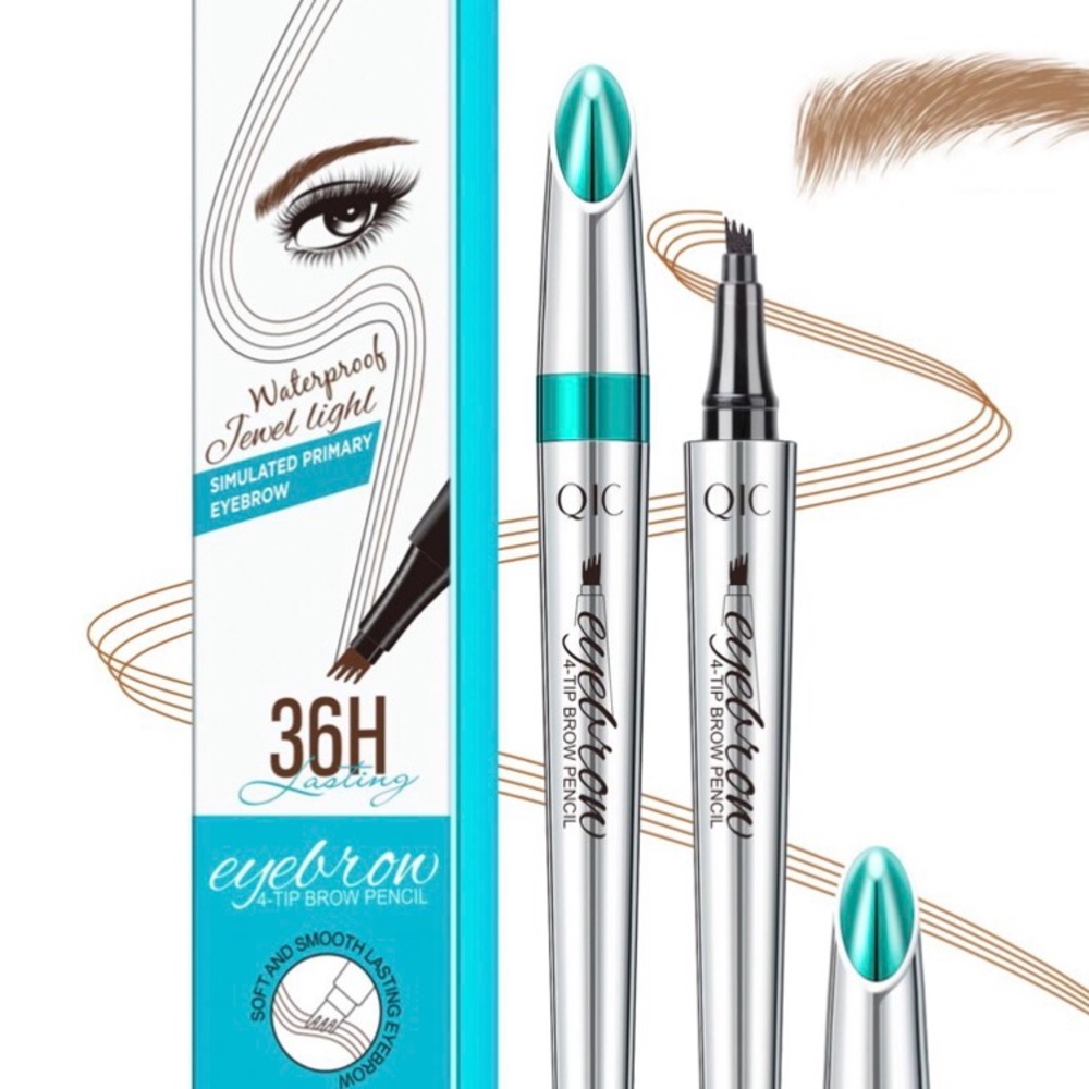 QiC Dual-Tip Eyebrow Pencil - Black and Silver